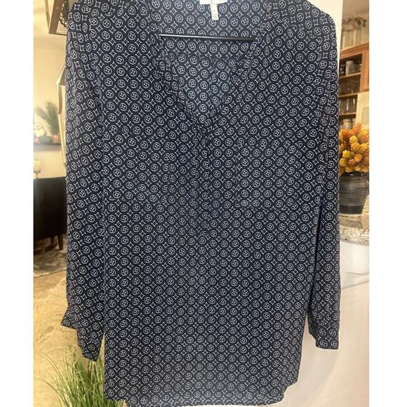 JOIE Nepal Medallion Tile Print Silk Top in Black, Small 4-6 - Picture 3 of 7